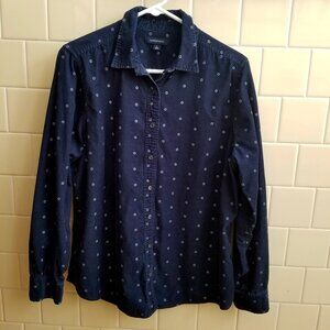 Lands’ End Women's Long Sleeve Corduroy Button Front Shirt Size L (14-16)